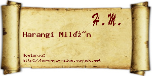 Harangi Milán névjegykártya